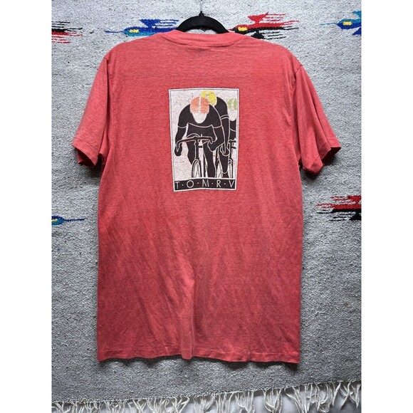 Vintage 80s single stitch bicycle cycling TOMRV t shirt paper thin soft large - Picture 8 of 9